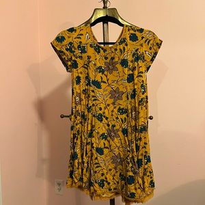 Mustard yellow floral urban outfitter dress!